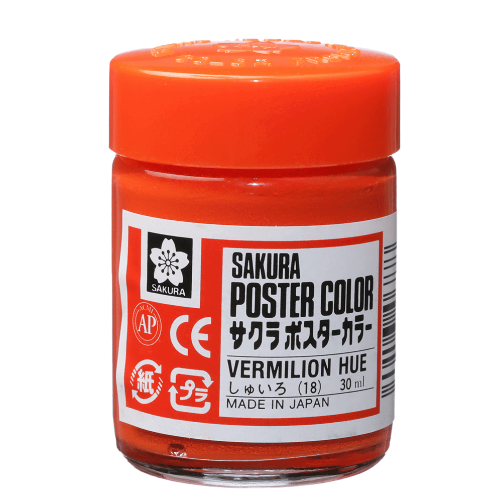 Tinta Guache Sakura Poster Color 30ml 18 Vermilion Hue